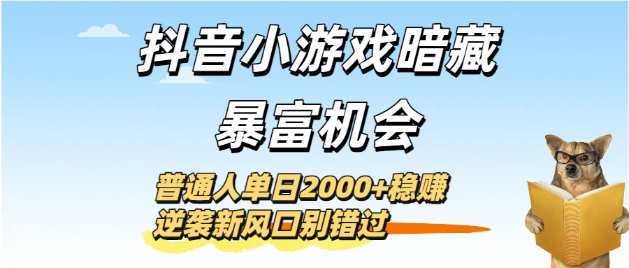 抖音小游戏暗藏暴富机会！普通人单日2000+稳赚，逆袭新风口别错过-91搞钱