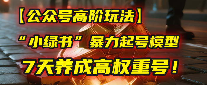 【公众号高阶玩法】我用这套“小绿书”暴力起号模型，7天养成高权重号！-91搞钱