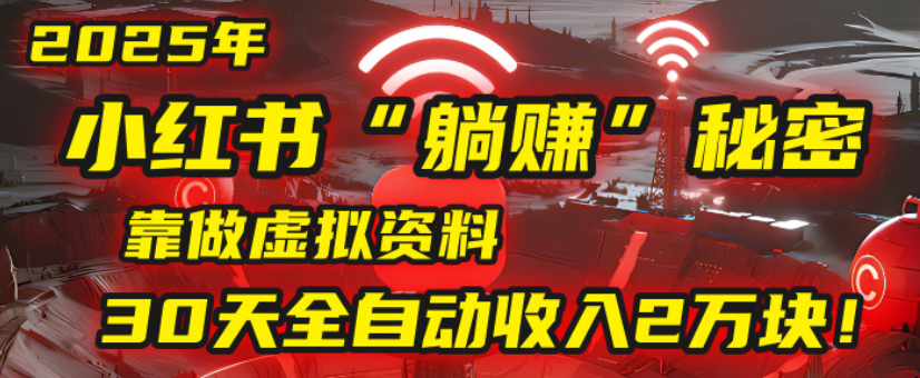 2025小红书虚拟项目，靠做虚拟资料30天全自动收入2万块-91搞钱