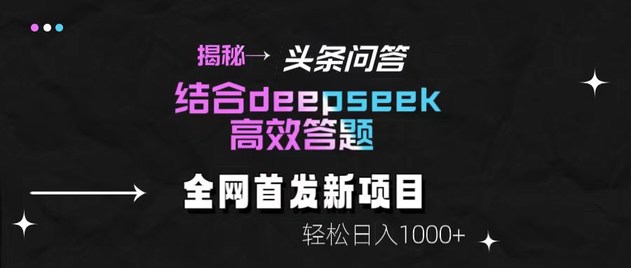 头条问答新玩法!结合deepseek高效答题,轻松日入1000+【揭秘】-91搞钱