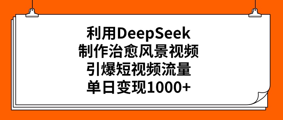 利用DeepSeek制作,治愈风景视频,引爆短视频流量,单日变现1000+-91搞钱