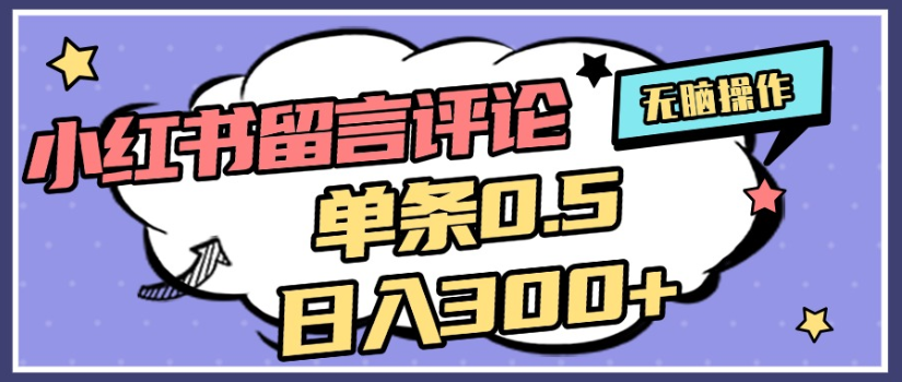 2025年最新小红书评论单条0.5元，日入300＋，无上限，详细操作流程-91搞钱