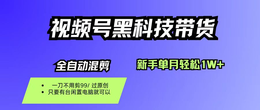 视频号黑科技短视频带货，新手也能单月到手1W+，一刀不用剪，零投资-91搞钱