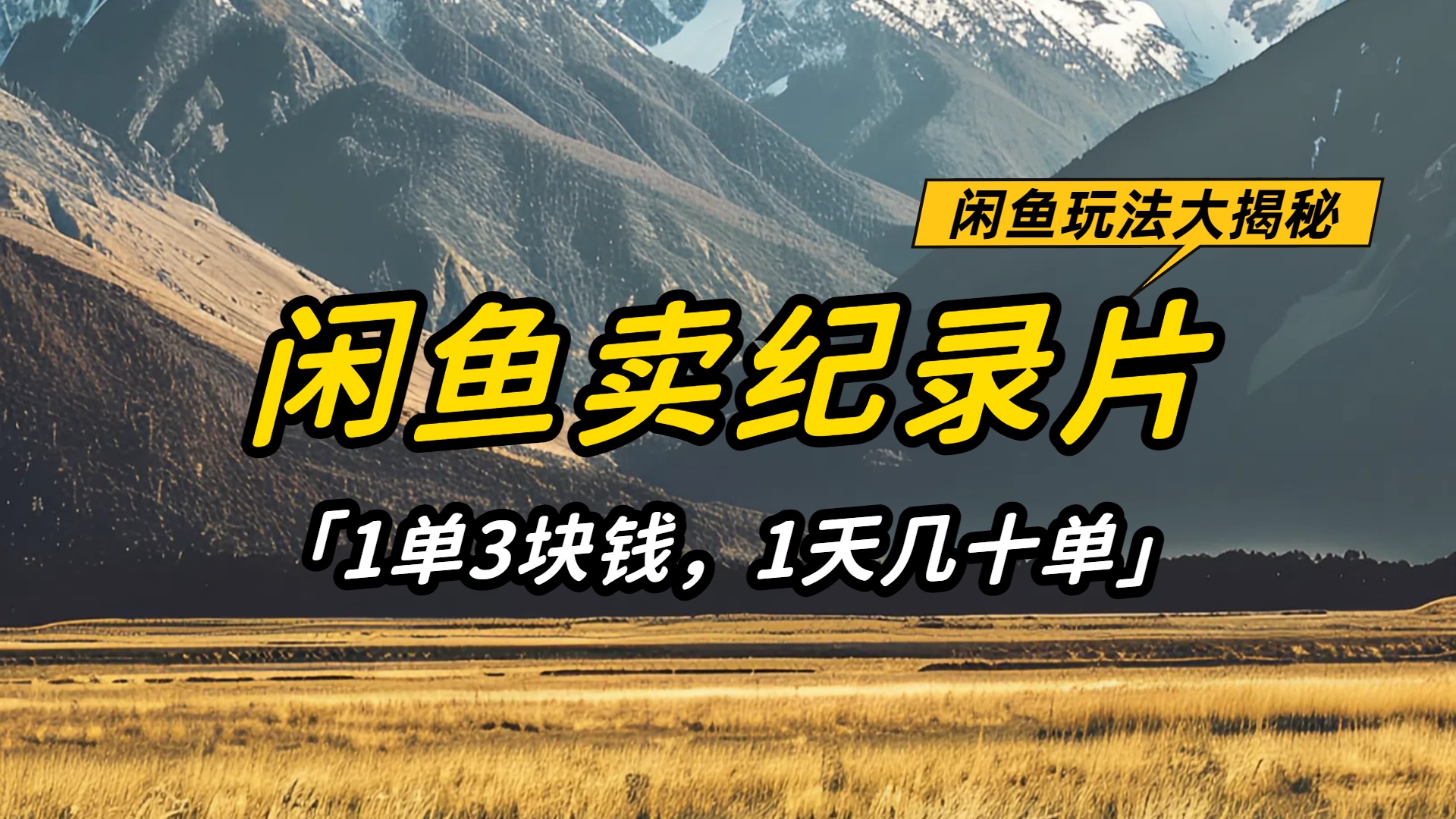 闲鱼卖纪录片1单3块钱，1天几十单，项目稳定有潜力-91搞钱