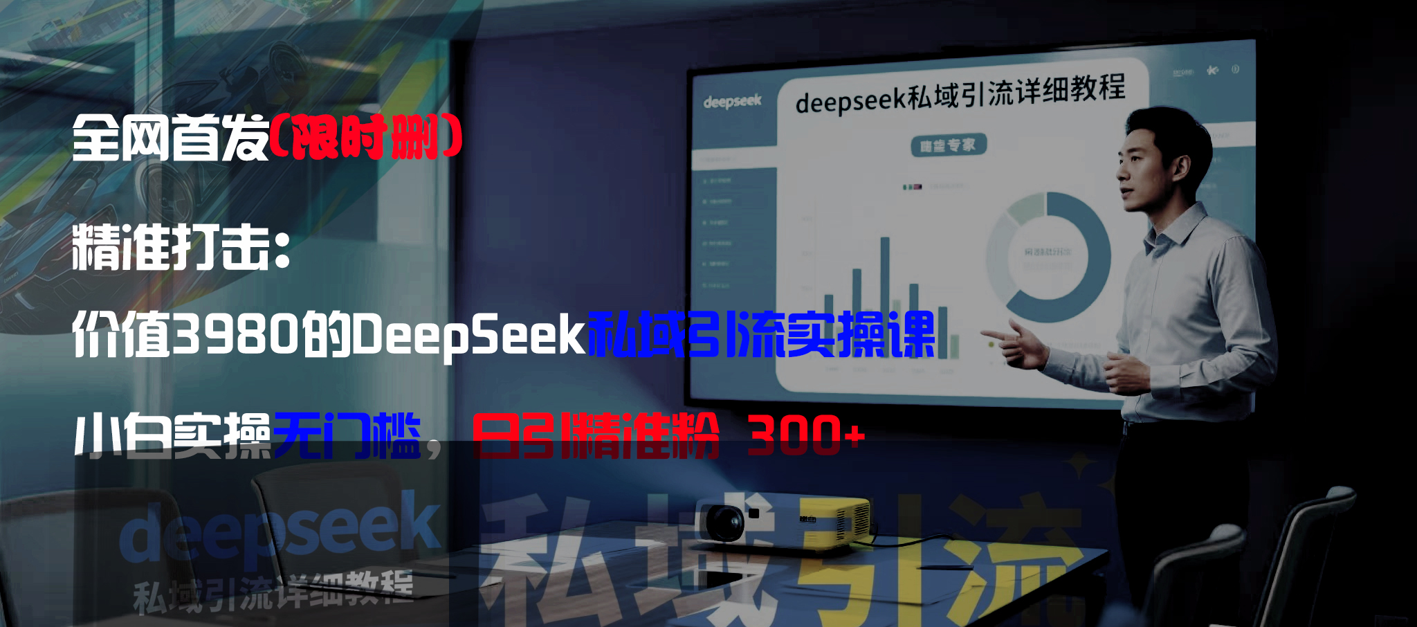 全网首发（限时删）精准打击：价值3980的DeepSeek私域引流实操课，小白实操无门槛，日引精准粉300+-91搞钱