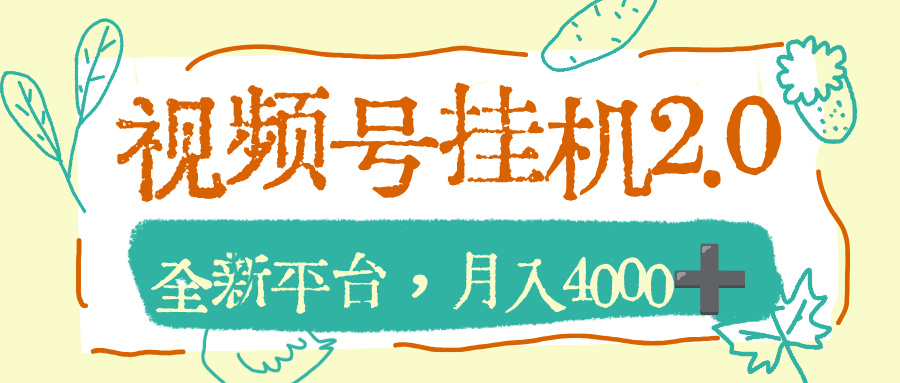 视频号挂机2.0玩儿法，全新平台，月入4000+-91搞钱