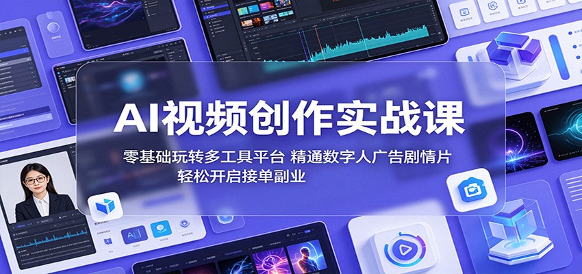 AI视频创作实战课：零基础玩转多工具平台，精通数字人广告、剧情片，轻松开启接单副业-91搞钱