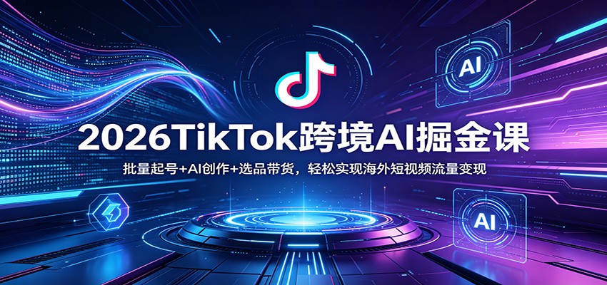 2026TikTok跨境AI掘金课：批量起号+AI创作+选品带货，轻松实现海外短视频流量变现-91搞钱