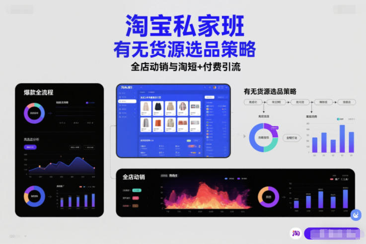 淘宝私家班，有无货源选品策略，高成功率爆款全流程打法，全店动销与淘短+付费引流（更新2026年4月9日）-91搞钱