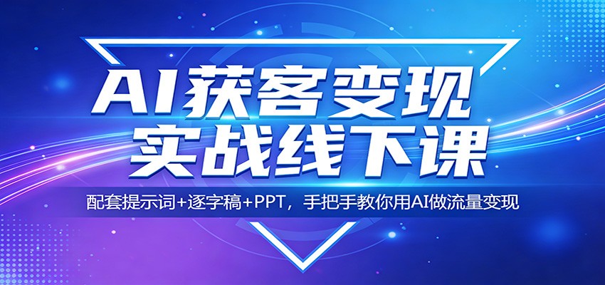AI获客变现实战线下课：配套提示词+逐字稿+PPT，手把手教你用AI做流量变现-91搞钱