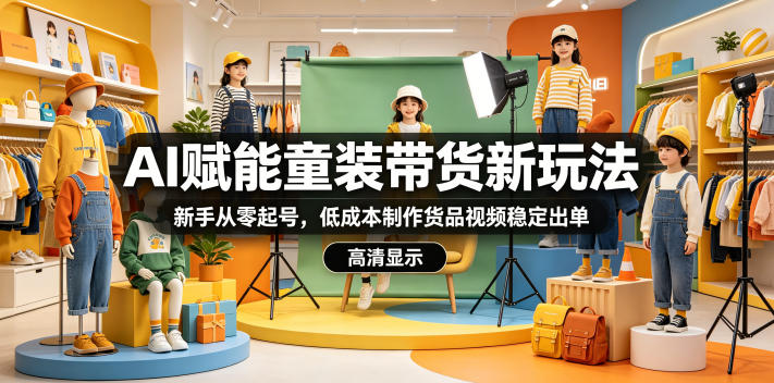 AI赋能童装带货新玩法，新手从零起号，低成本制作货品视频稳定出单-91搞钱