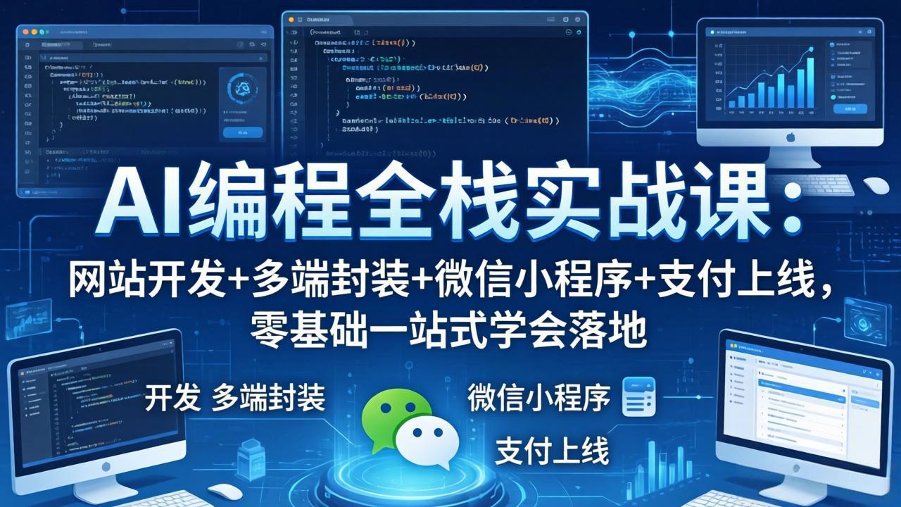 AI编程全栈实战课：网站开发+多端封装+微信小程序+支付上线，零基础一站式学会落地-91搞钱