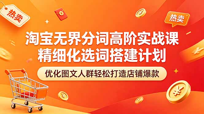 淘宝无界分词高阶实战课 精细化选词搭建计划 优化图文人群轻松打造店铺爆款-91搞钱