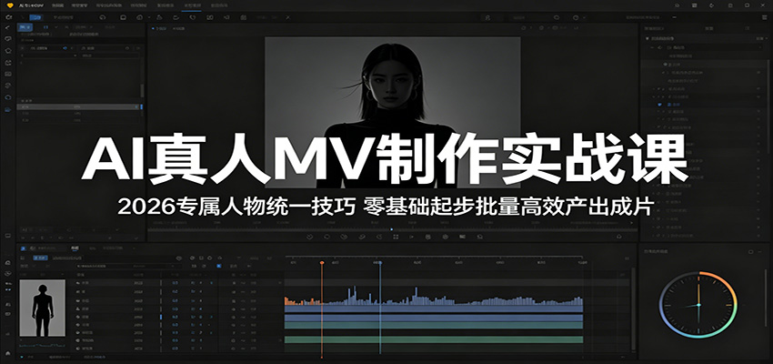 AI真人MV制作实战课:2026专属人物统一技巧,零基础起步批量高效产出成片-91搞钱