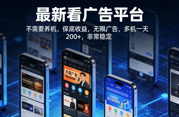 最新看广告平台,不需要养机,保底收益,无限广告,多机一天200+,非常稳定【揭秘】-91搞钱