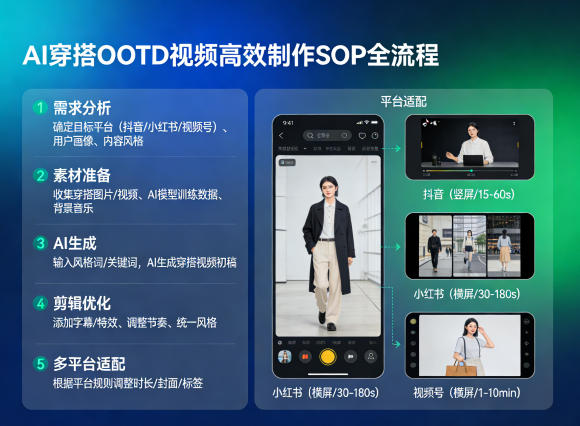 AI穿搭OOTD视频高效制作SOP全流程,适配抖音小红书视频号全平台-91搞钱