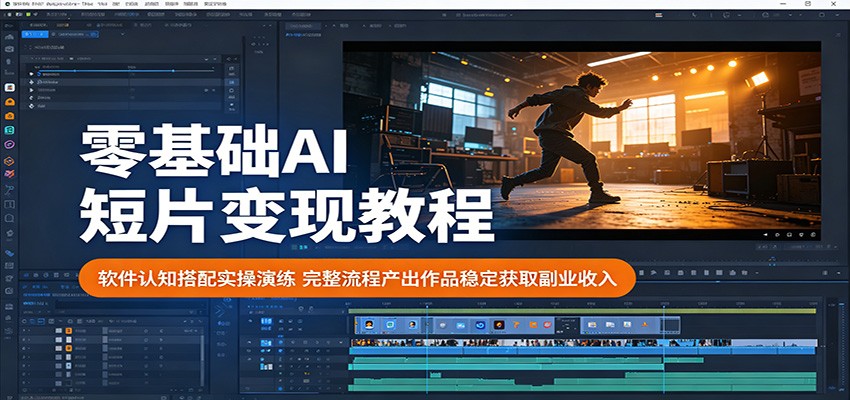 零基础AI短片变现教程：软件认知搭配实操演练，完整流程产出作品稳定获取副业收入-91搞钱