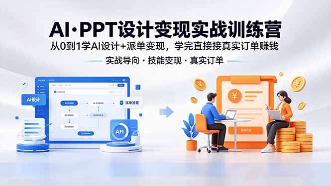 AI·PPT设计变现实战训练营，从0到1学AI设计+派单变现，学完直接接真实订单赚钱-91搞钱