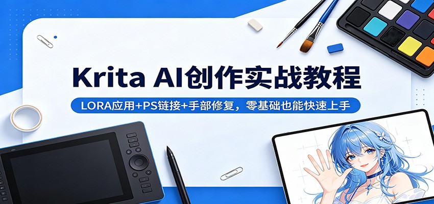 Krita AI创作实战教程:LORA应用+PS链接+手部修复,零基础也能快速上手-91搞钱