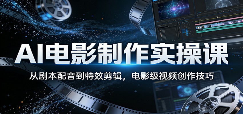 AI电影制作实操课:从剧本配音到特效剪辑,电影级视频创作技巧-91搞钱