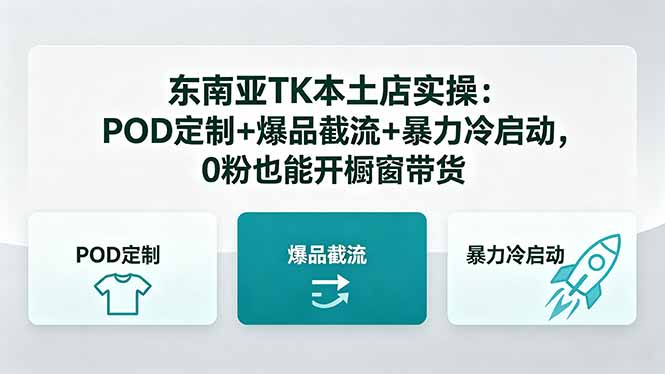 东南亚TK本土店实操-5月更新：POD定制+爆品截流+暴力冷启动，0粉也能开橱窗带货-91搞钱