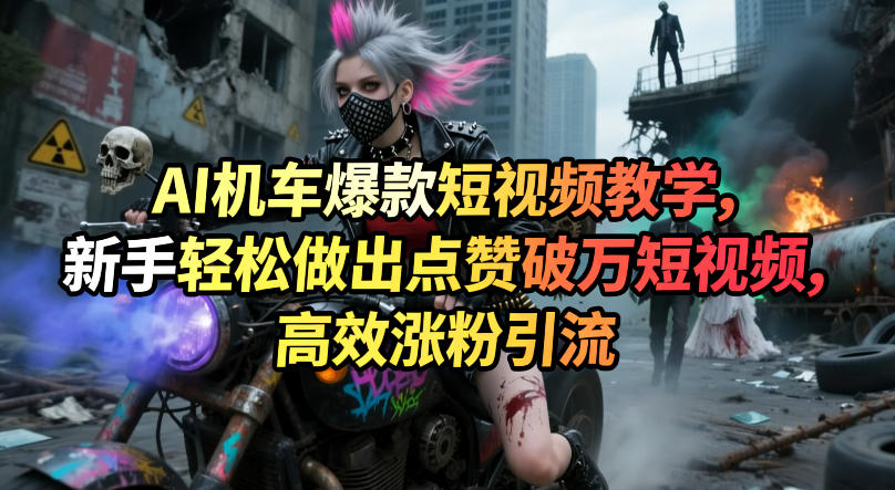 AI机车爆款短视频教学，新手轻松做出点赞破万短视频，高效涨粉引流-91搞钱