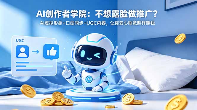 AI创作者学院：不想露脸做推广？AI虚拟形象+口型同步+UGC内容，让你安心睡觉照样赚钱-91搞钱