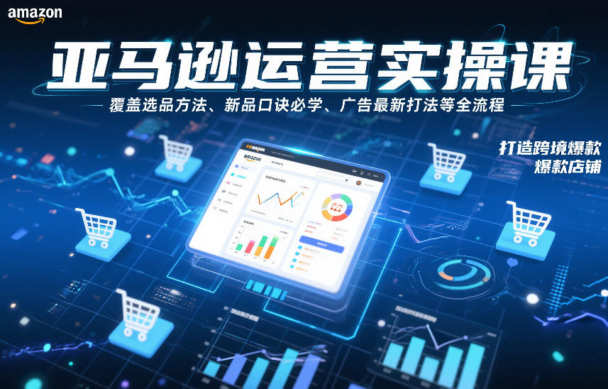 亚马逊运营实操课，覆盖选品方法、新品口诀必学、广告最新打法等全流程，打造跨境爆款店铺(更新4月)-91搞钱