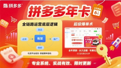 拼多多年卡,拼多多全链路运营底层逻辑,超级爆单术【更新26年3月29日】-91搞钱