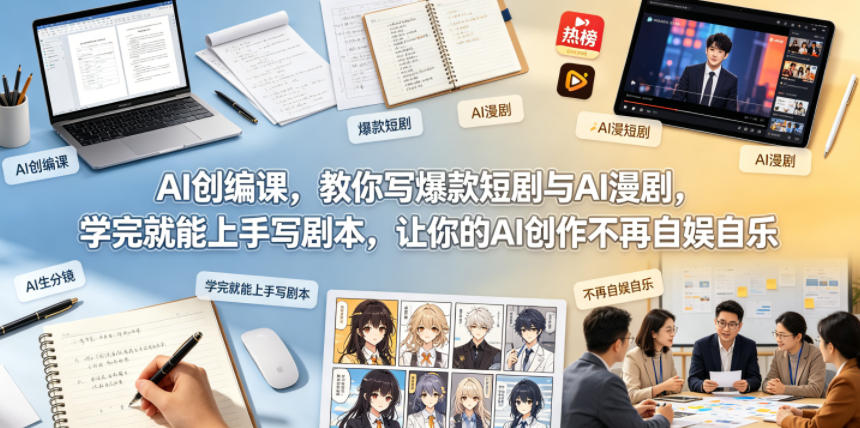 AI创编课，教你写爆款短剧与AI漫剧，学完就能上手写剧本，让你的AI创作不再自娱自乐(更新0521)-91搞钱