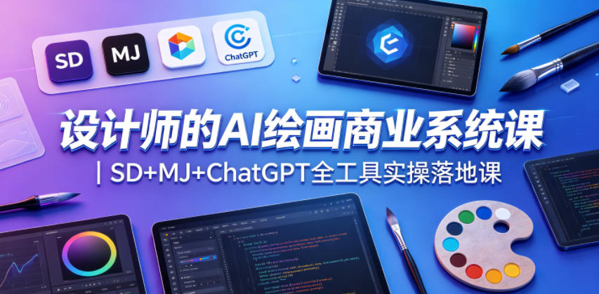 设计师的AI绘画商业系统课｜SD+MJ+ChatGPT全工具实操落地课-91搞钱