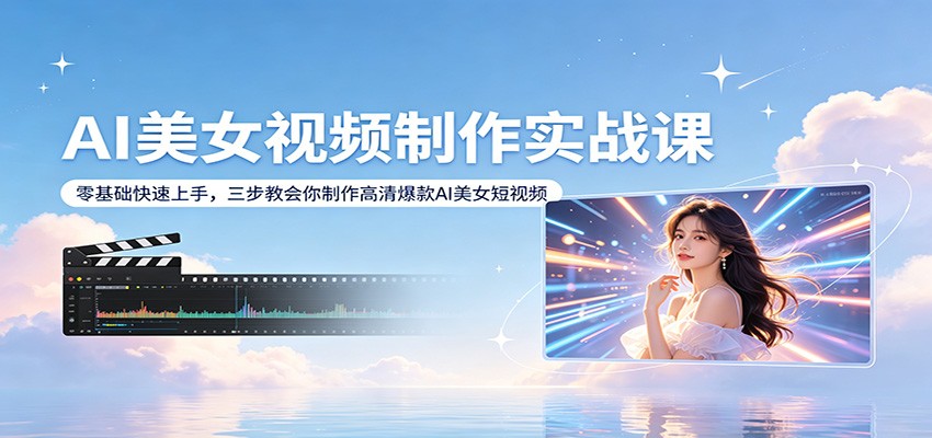 AI美女视频制作实战课：零基础快速上手，三步教会你制作高清爆款AI美女短视频-91搞钱