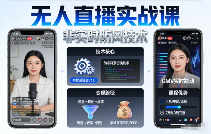 宝子哥无人直播实战课，非实时防风技术，聚焦抖音快手等平台直播带货，轻松开启直播变现之路(更新2026年5月29日)-91搞钱