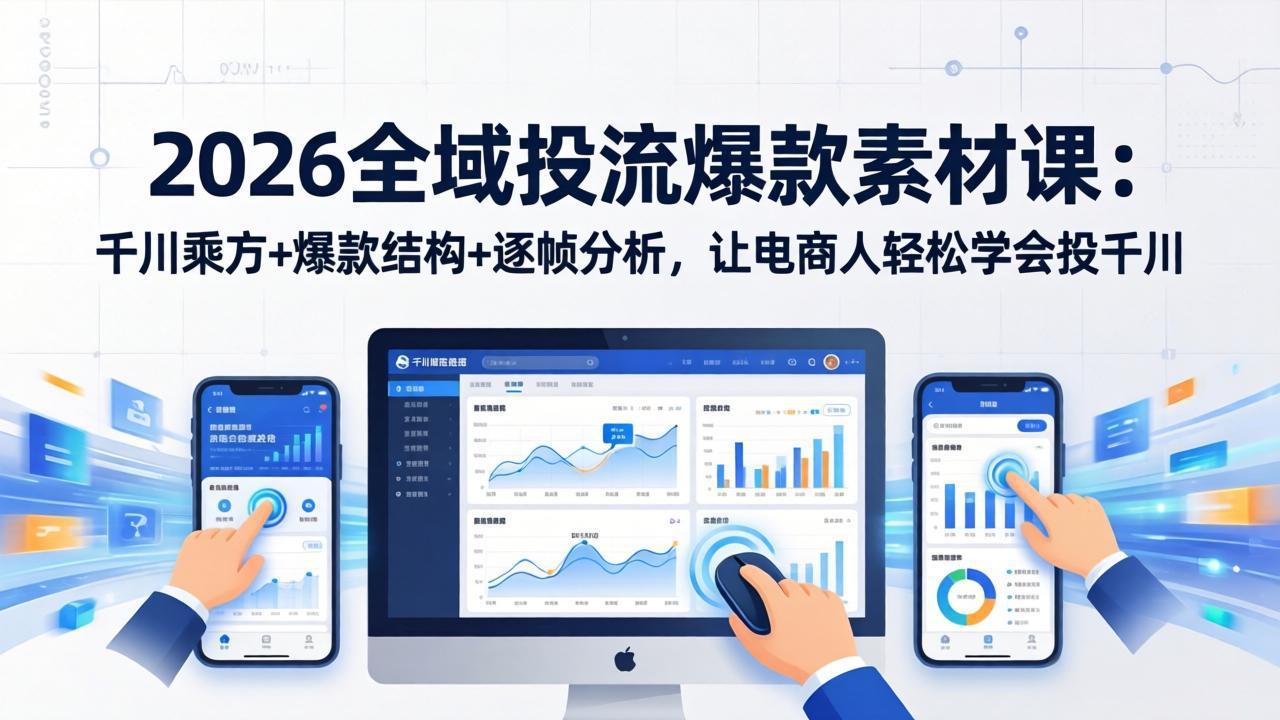 2026全域投流爆款素材课：千川乘方+爆款结构+逐帧分析，让电商人轻松学会投千川-91搞钱