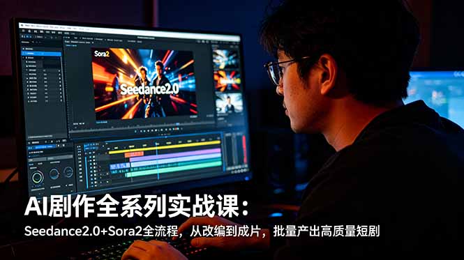AI剧作全系列实战课：Seedance2.0+Sora2全流程，从改编到成片，批量产出高质量短剧-91搞钱