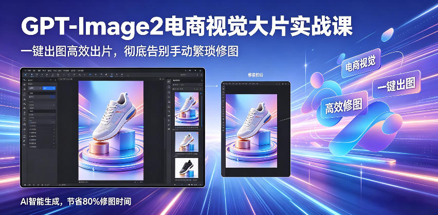 GPT-Image2电商视觉大片实战课，一键出图高效出片，彻底告别手动繁琐修图-91搞钱