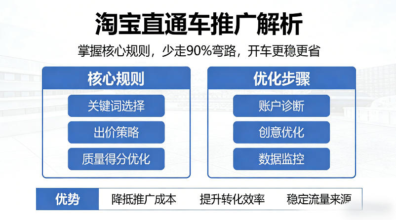 淘宝直通车推广解析,掌握核心规则,少走90%弯路,开车更稳更省-91搞钱