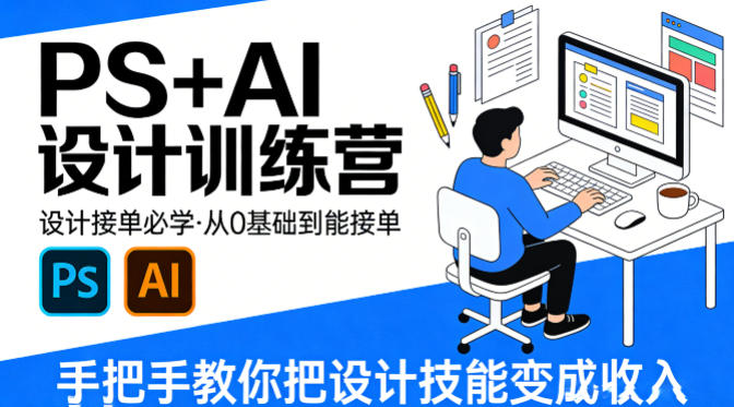 设计接单必学，PS+AI设计训练营，从0基础到能接单，手把手教你把设计技能变成收入-91搞钱