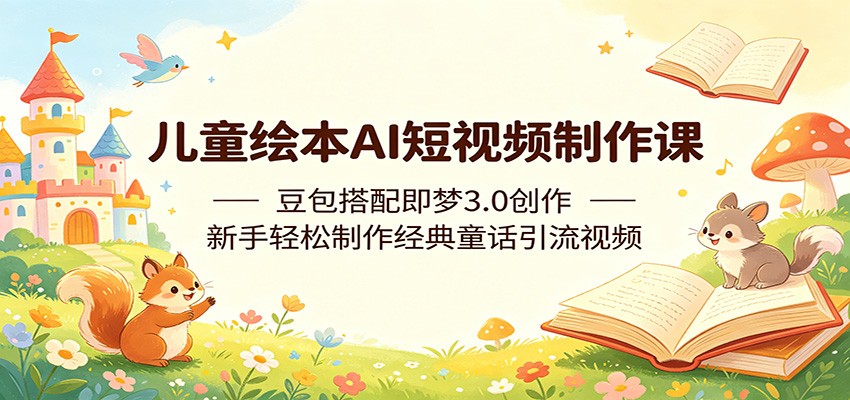 儿童绘本AI短视频制作课：豆包搭配即梦3.0创作，新手轻松制作经典童话引流视频-91搞钱