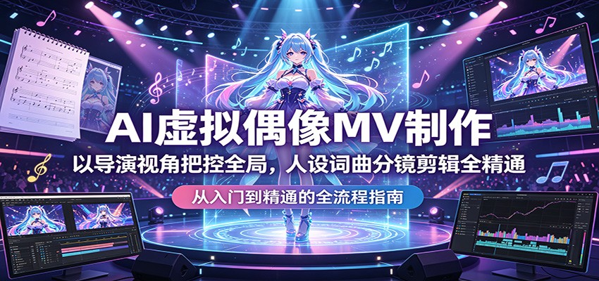 AI虚拟偶像MV制作：以导演视角把控全局，人设词曲分镜剪辑全精通-91搞钱