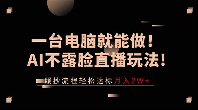 一台电脑就能做!AI不露脸直播玩法,照抄流程轻松达标月入2W+-91搞钱