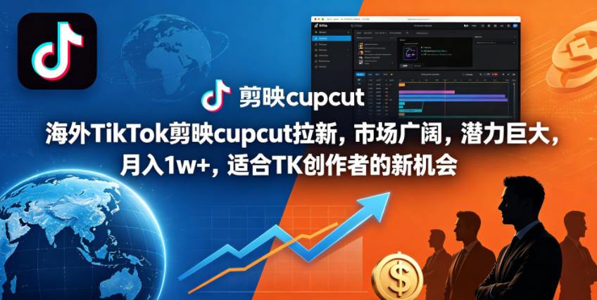 海外TikTok剪映cupcut拉新，市场广阔，潜力巨大，月入1w+，适合TK创作者的新机会-91搞钱