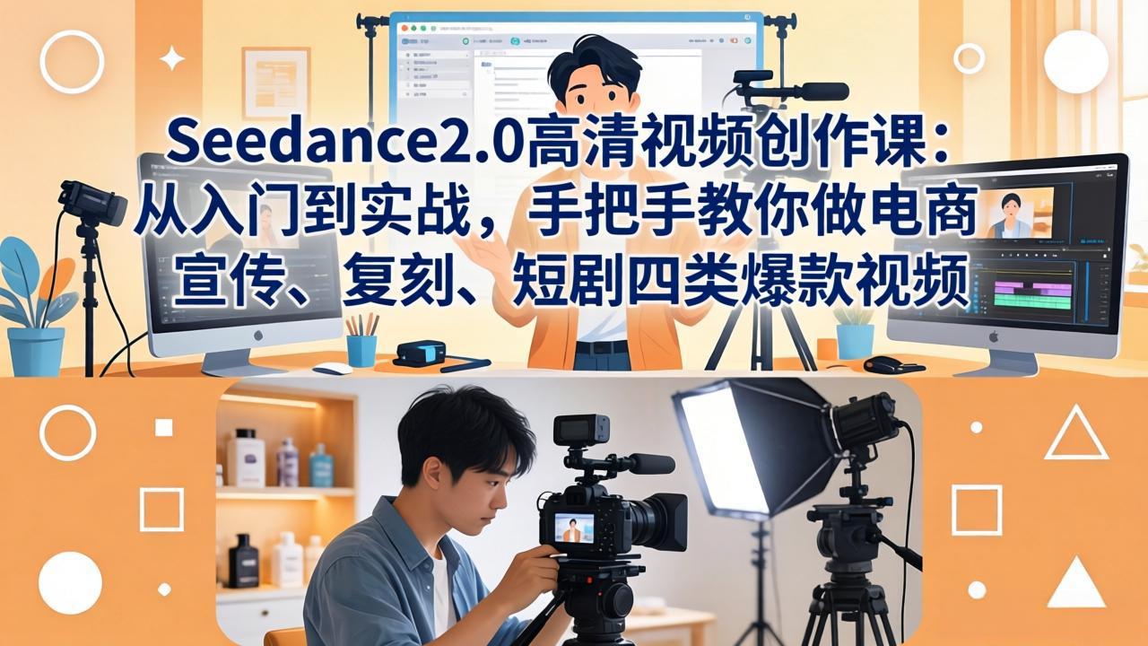 Seedance2.0高清视频创作课：从入门到实战，手把手教你做电商、宣传、复刻、短剧四类爆款视频-91搞钱