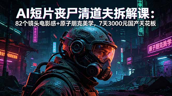 AI短片《丧尸清道夫》拆解课：82个镜头电影感+原子朋克美学，7天3000元国产天花板-91搞钱