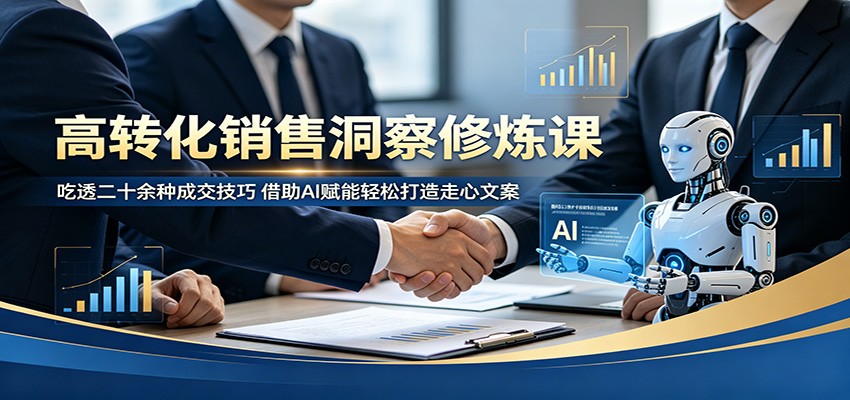 高转化销售洞察修炼课：吃透二十余种成交技巧，借助AI赋能轻松打造走心文案-91搞钱