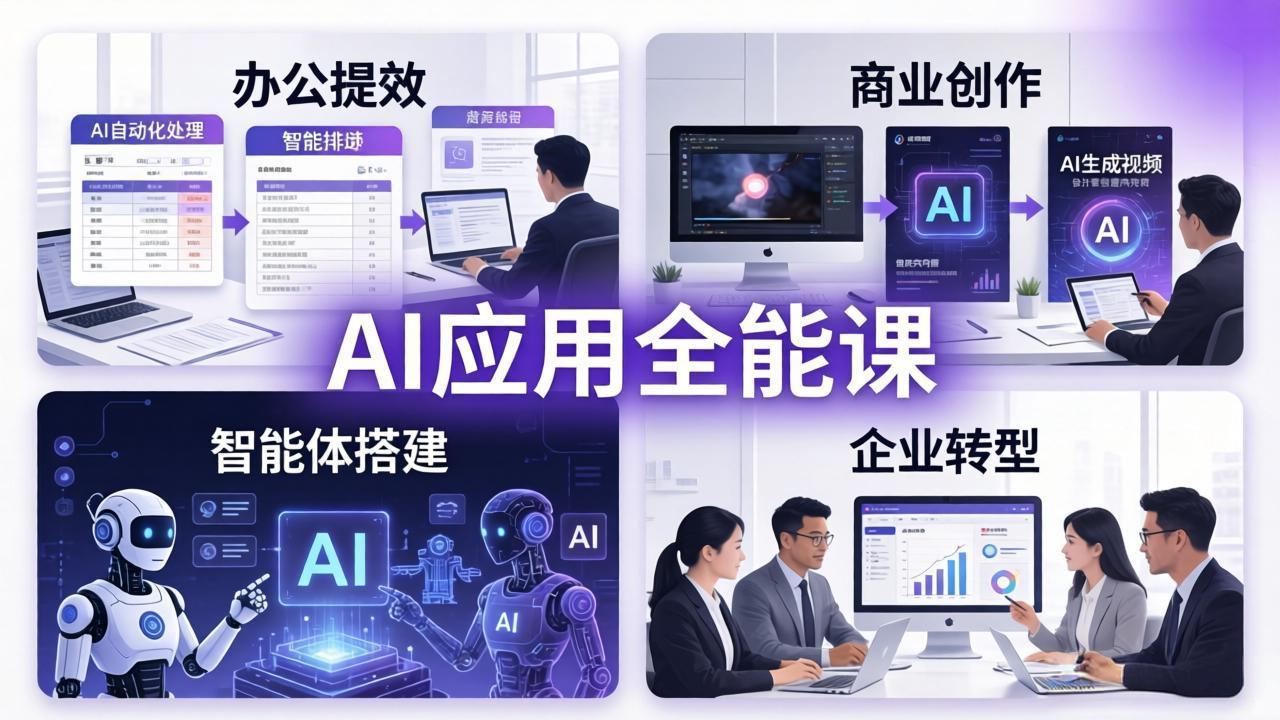 AIGC 应用全能课:办公提效、商业创作、智能体搭建、企业转型,一站式学会AI应用-91搞钱