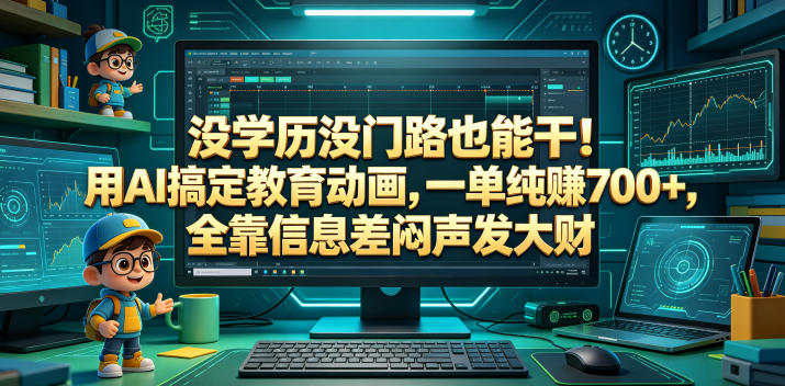 没学历没门路也能干！用AI搞定教育动画，一单纯賺700+，全靠信息差闷声发大财【揭秘】-91搞钱