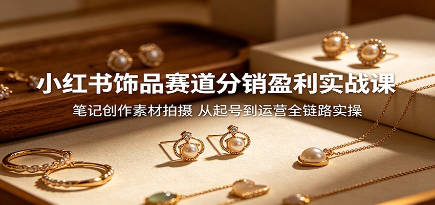 小红书饰品赛道分销盈利实战课：笔记创作素材拍摄，从起号到运营全链路实操-91搞钱