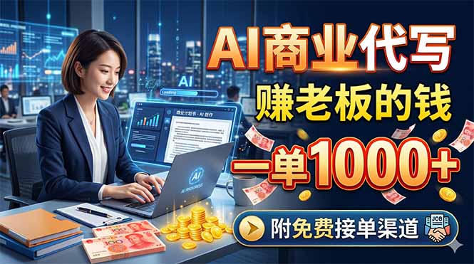 AI商业代写，赚老板的钱，一单1000+，附免费接单渠道-91搞钱