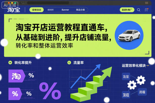 淘宝开店运营教程直通车，从基础到进阶，提升店铺流量，转化率和整体运营效率(更新26年05月27日)-91搞钱